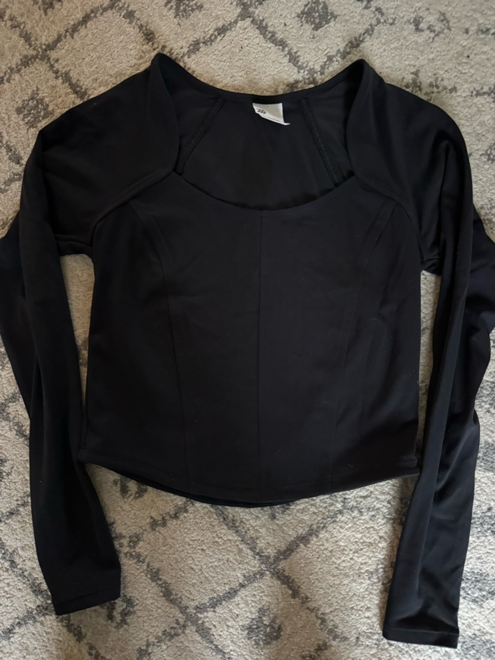 all in motion Black Long-Sleeve Crop Top with Scoop Neck